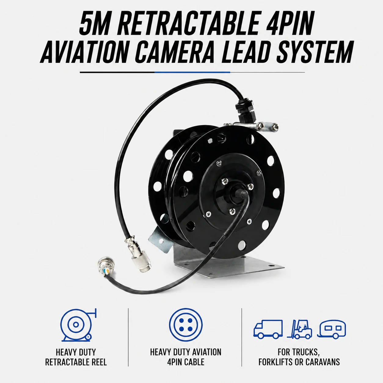 CJ INDUSTRIES 5M 4pin Aviation Camera Cable Reel – Automatic Cable Rewinder for Camera Systems