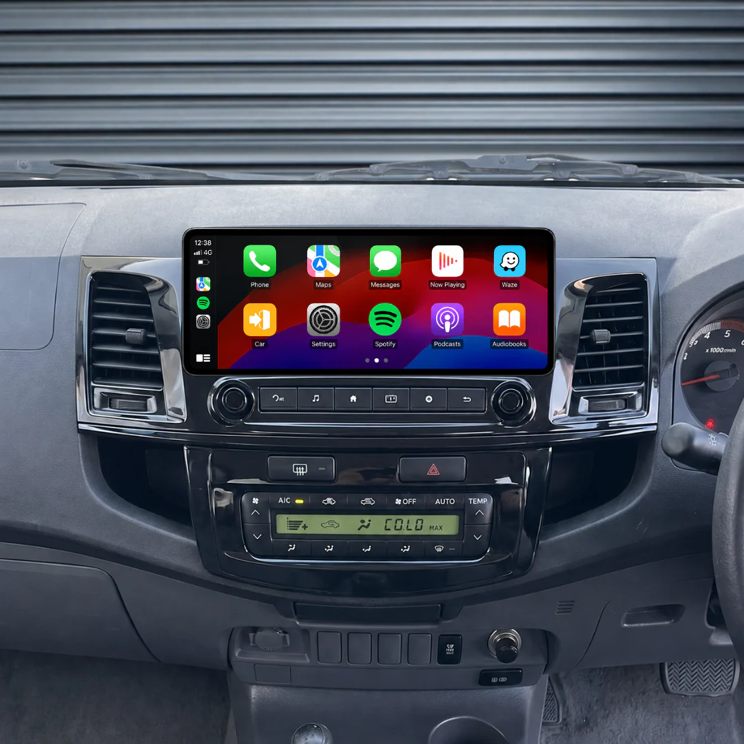 Toyota Hilux N70 Digital & Manual AC (2005-2014) 12.3" HD Plug & Play Head Unit Upgrade Kit: Car Radio with Wireless & Wired Apple CarPlay & Android Auto